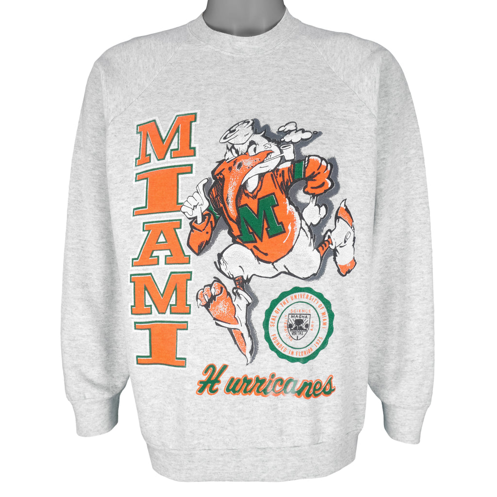 NCAA - Miami Hurricanes Crew Neck Sweatshirt 1990s X-Large Vintage Retro Football College
