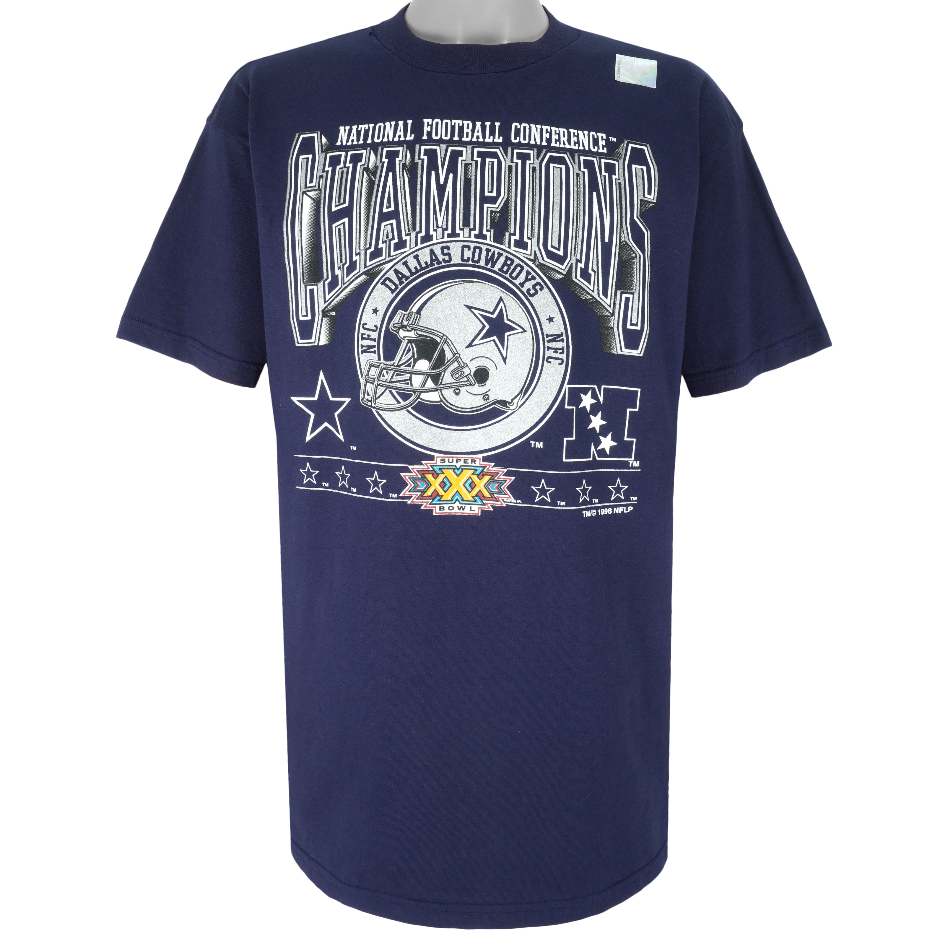NFL (Logo 7) - Dallas Cowboys Big Logo Champions T-Shirt 1996 X-Large Vintage Retro Football