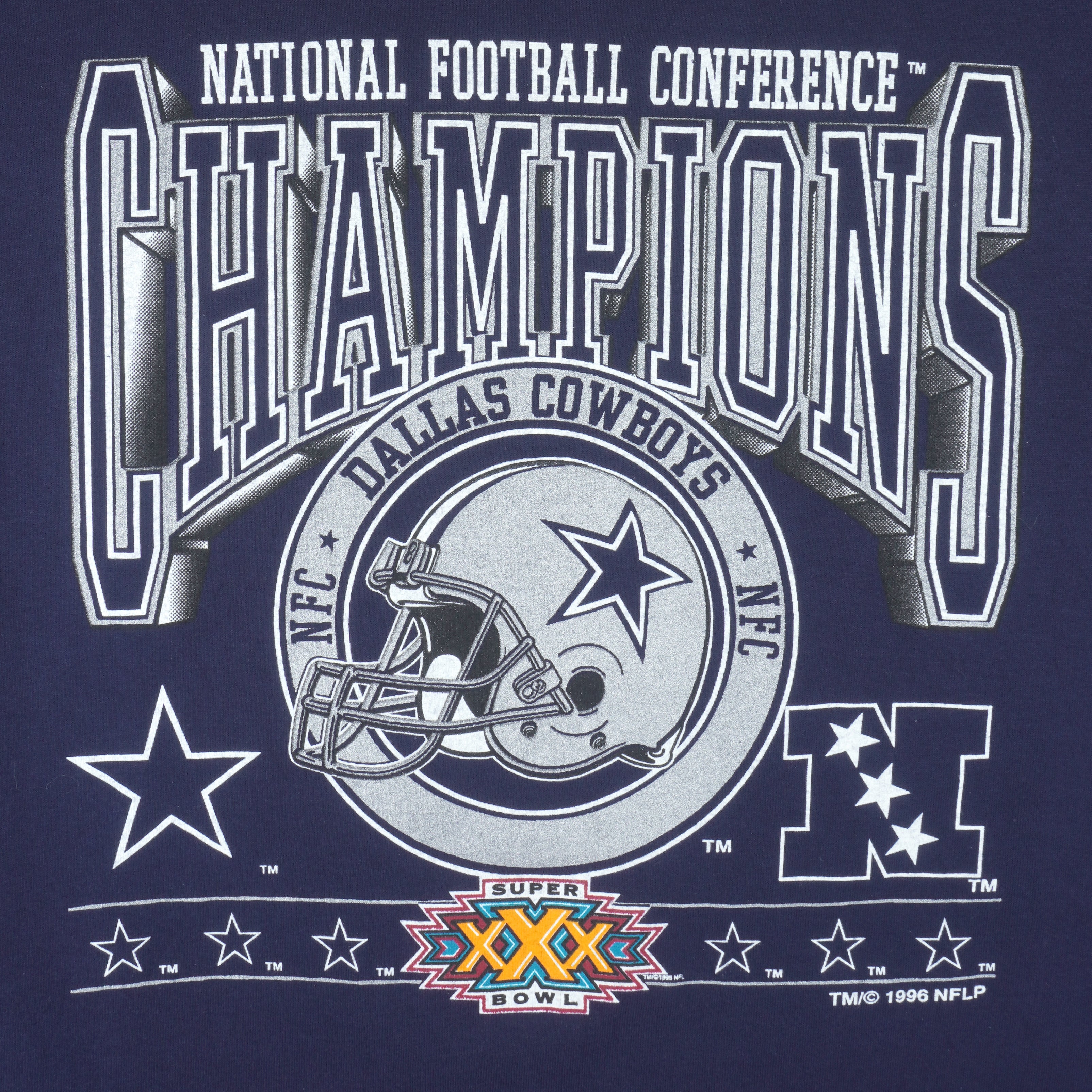 NFL (Logo 7) - Dallas Cowboys Big Logo Champions T-Shirt 1996 X-Large Vintage Retro Football