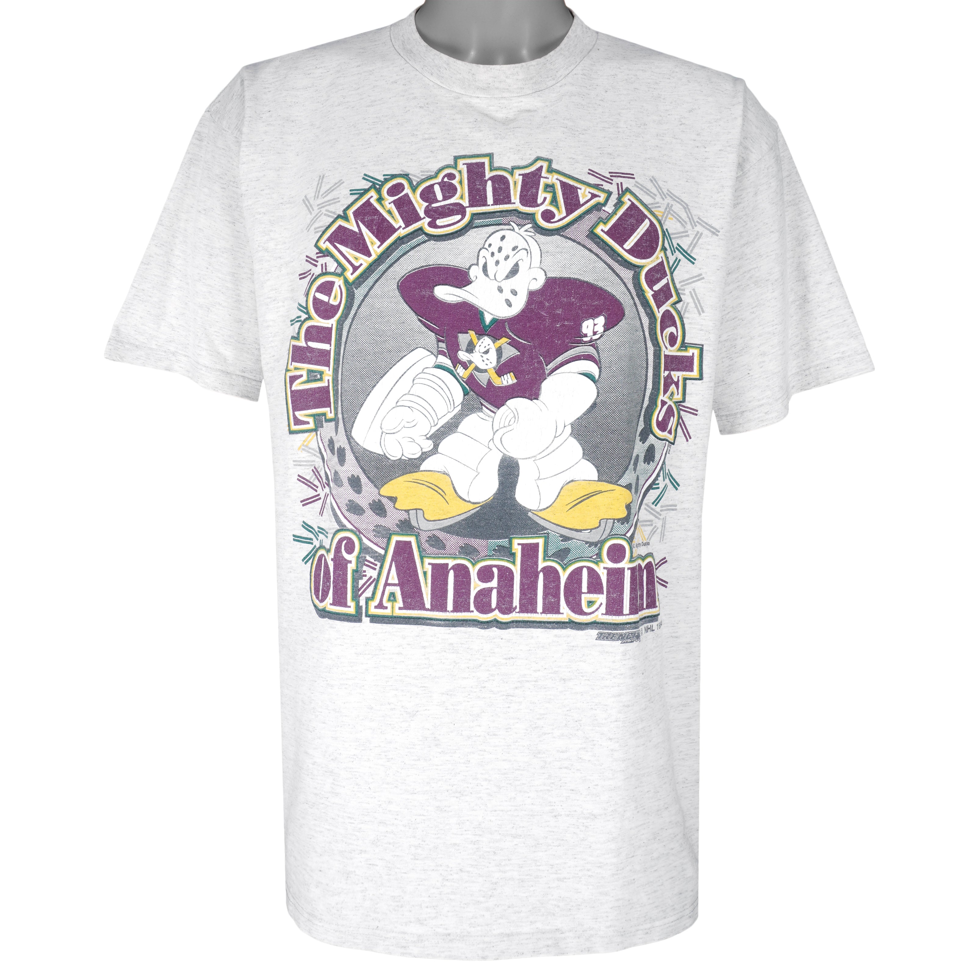 NHL (Trench) - Mighty Ducks of Anaheim Breakout T-Shirt 1994 Large Vintage Retro Hockey