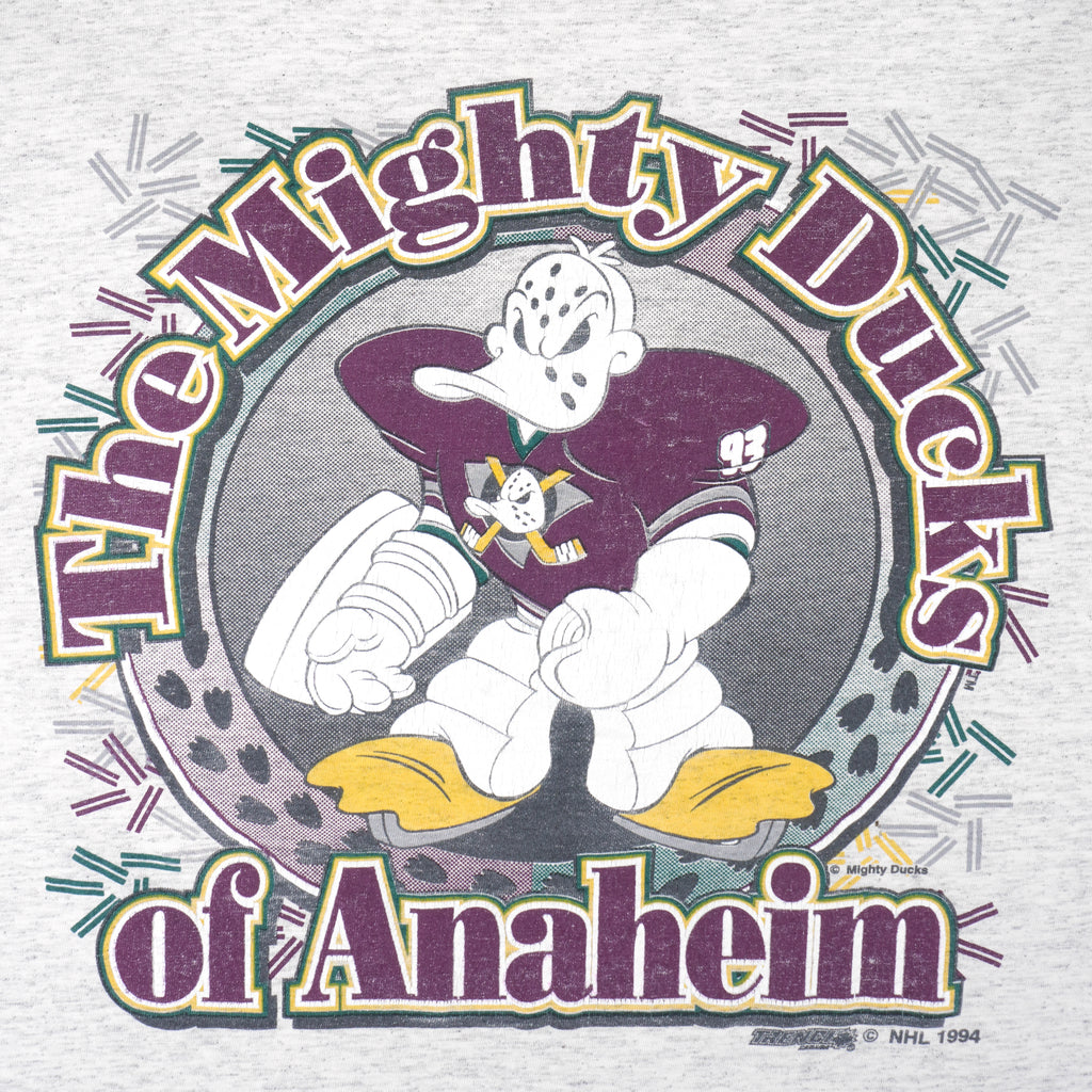 NHL (Trench) - Mighty Ducks of Anaheim Breakout T-Shirt 1994 Large Vintage Retro Hockey