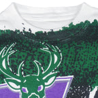NBA (Magic Johnson Ts) - Milwaukee Bucks All Over Print T-Shirt 1990s Small Vintage Retro Basketball