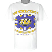 FILA - White Italy Big Logo  Single Stitch T-Shirt 1990s Medium Vintage Retro