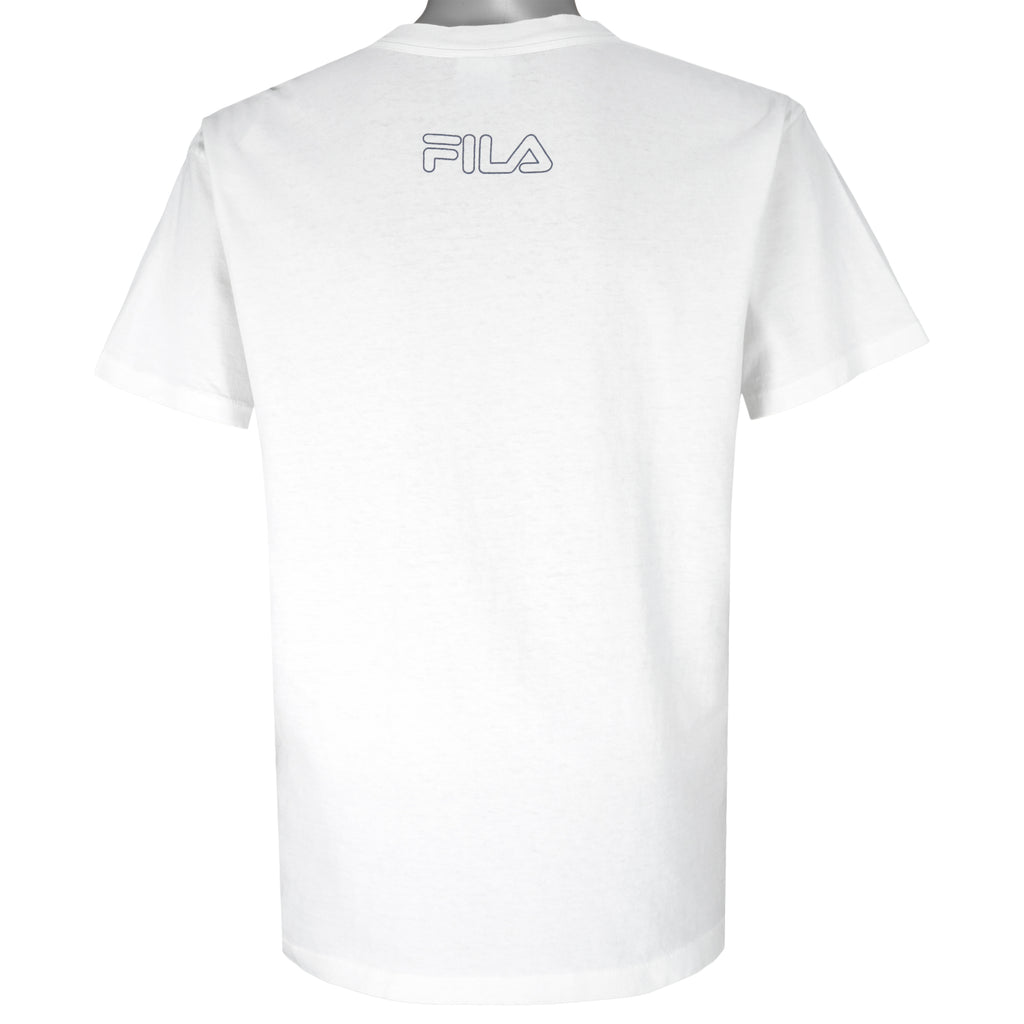 FILA - White Big Logo Single Stitch T-Shirt 1990s Medium Vintage Retro