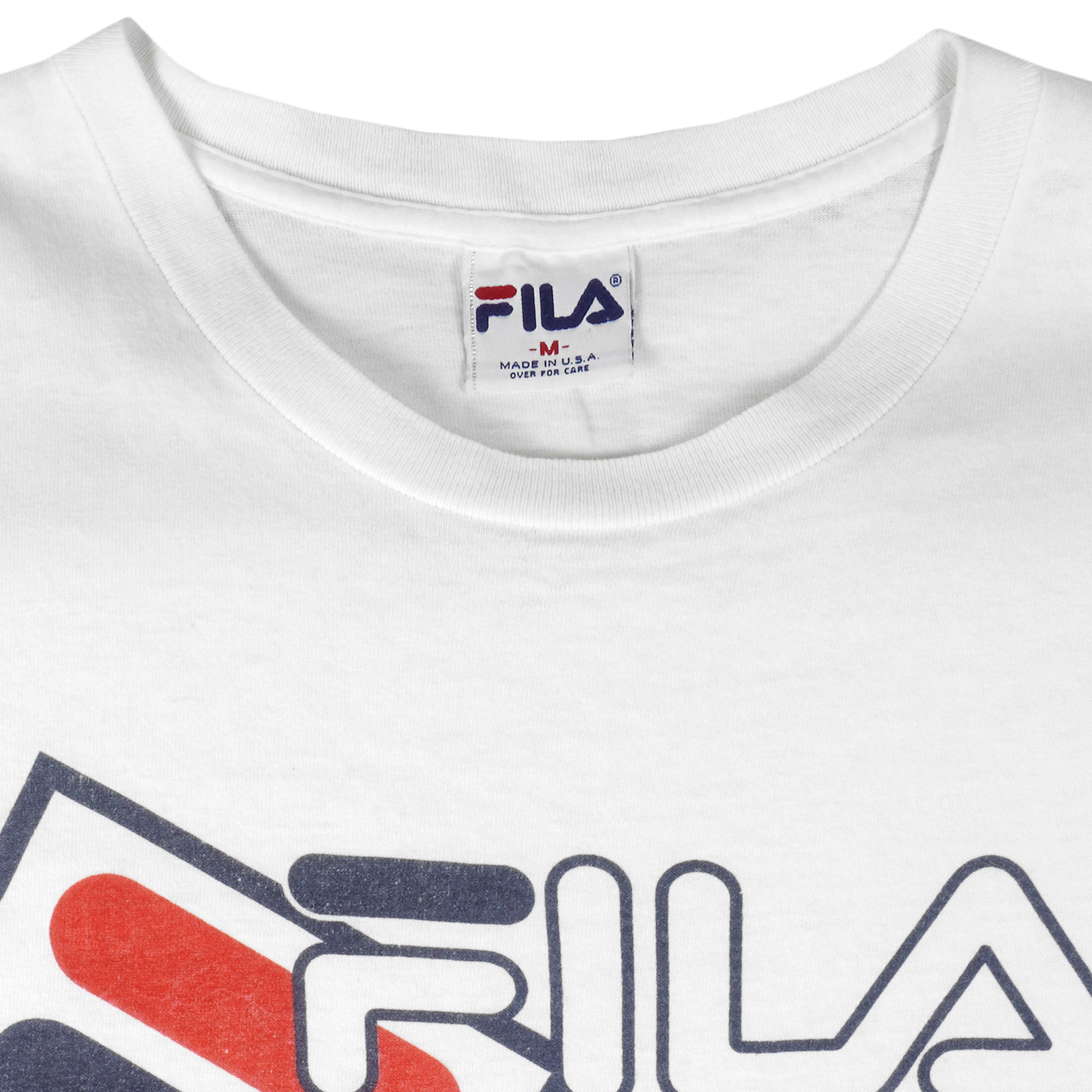 FILA - White Big Logo Single Stitch T-Shirt 1990s Medium Vintage Retro