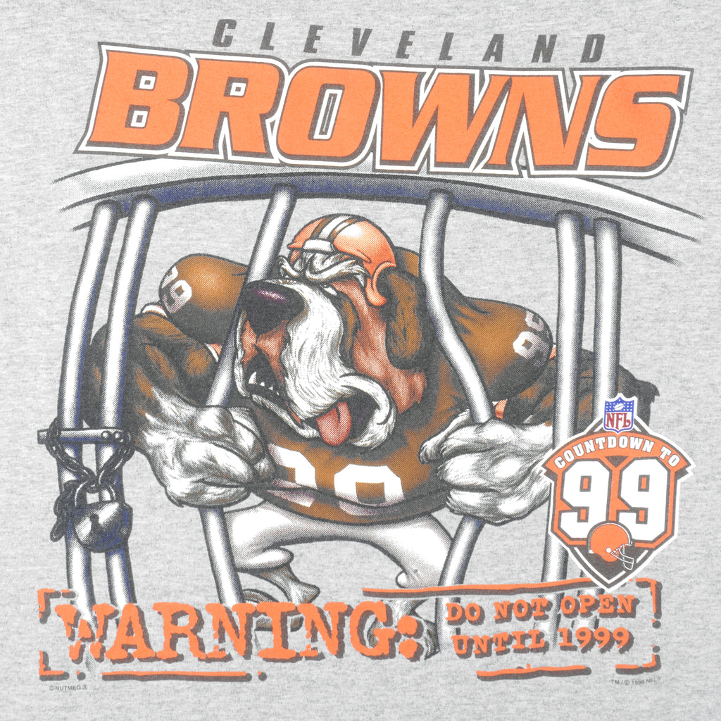 NFL (Lee) - Cleveland Browns Warning T-Shirt 1998 Large Vinage Retro Football