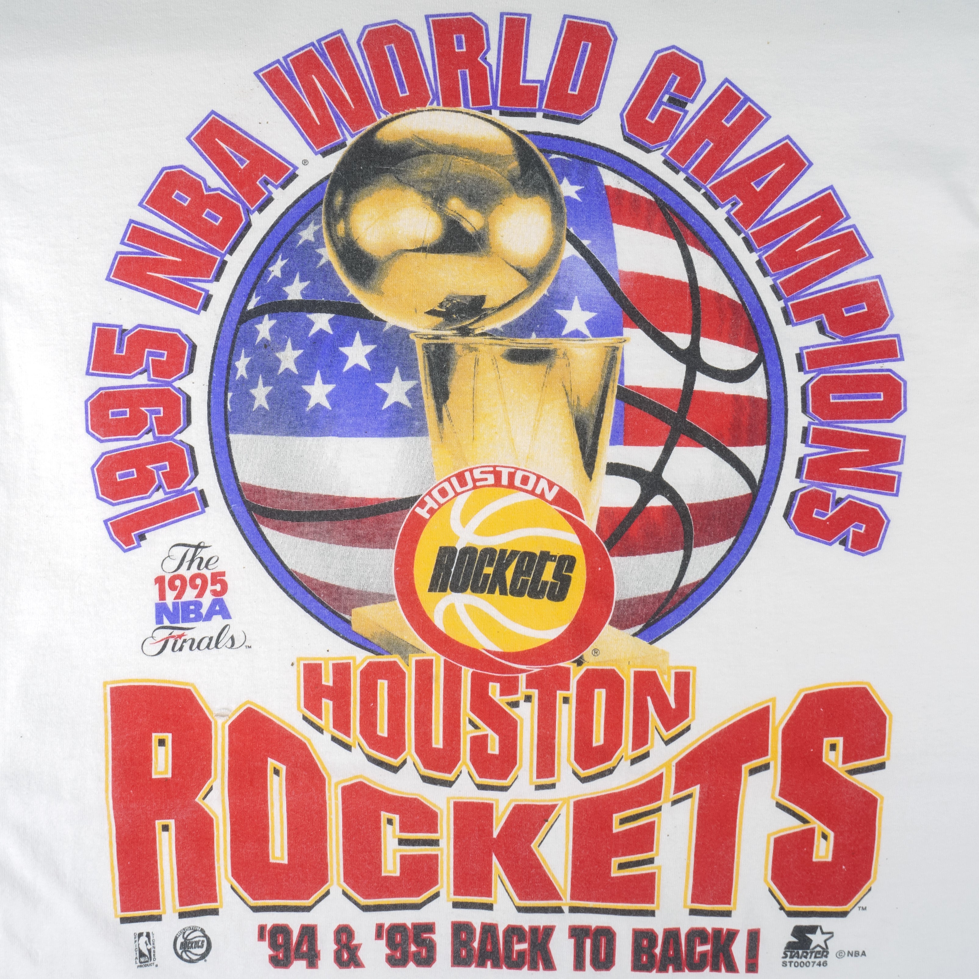 Starter - Houston Rockets NBA World Champions T-Shirt 1995 X-Large Vintage Retro Basketball