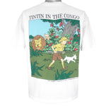 Vintage - White TINTIN In The Congo T-Shirt 1990s Large Vintage Retro