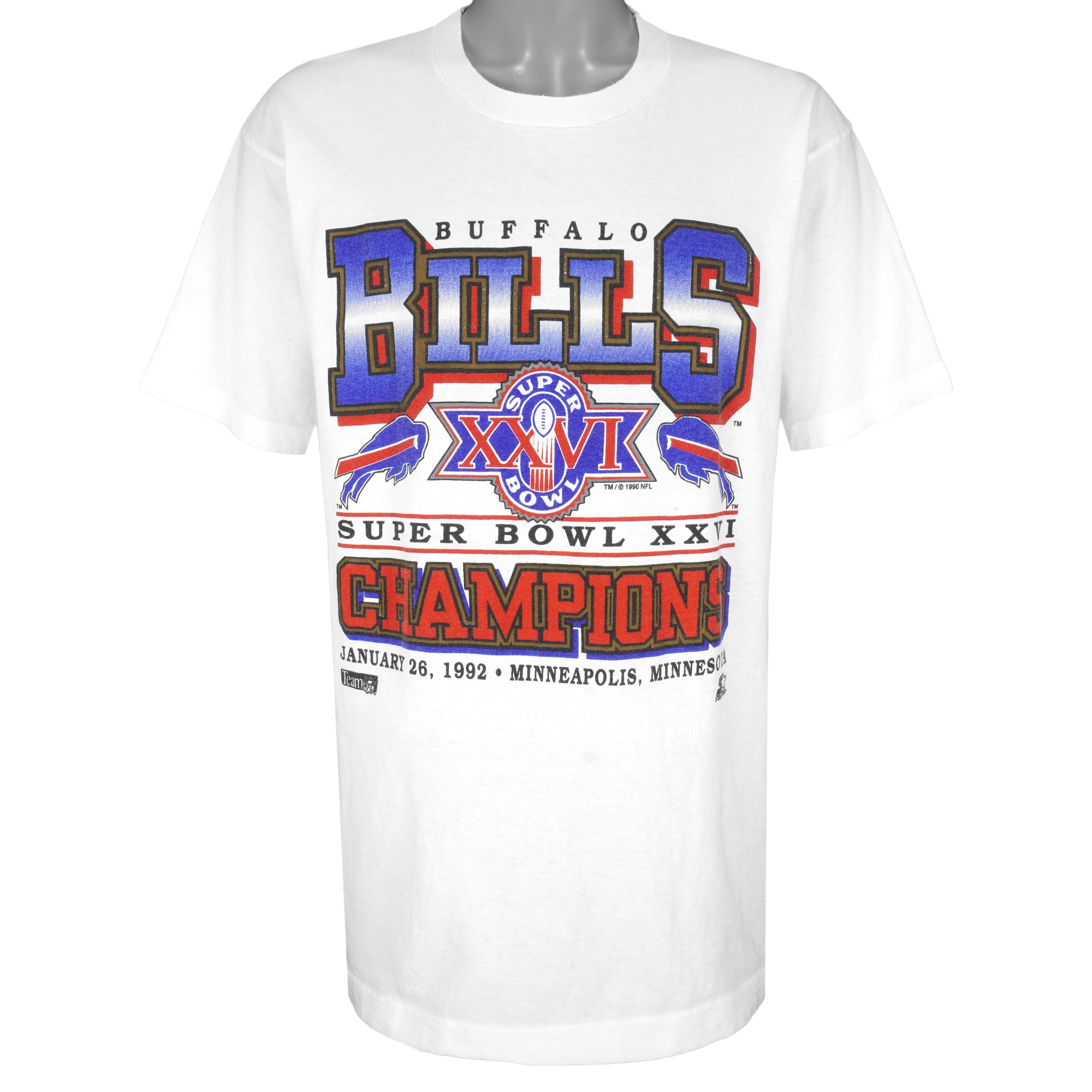 Starter - Buffalo Bills Super Bowl 26th Champions T-Shirt 1990 Large Vintage Retro