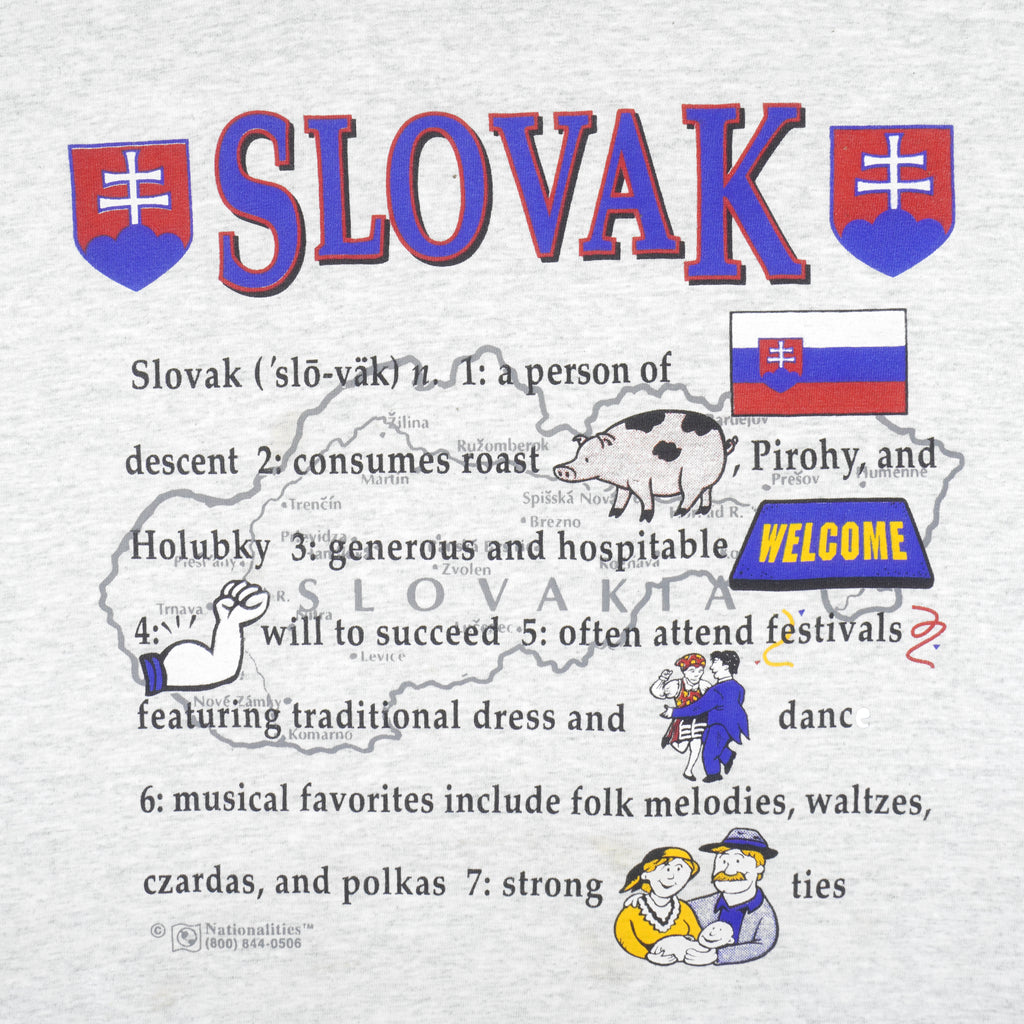 Vintage (Hanes) - Slovak Single Stitch T-Shirt 1990 Large Vintage Retro