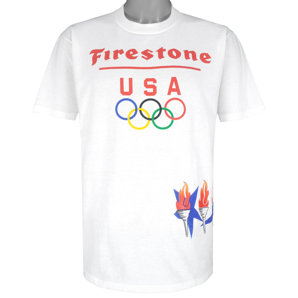 Vintage (Miller) - Firestone USA Olympics Single Stitch T-Shirt 1990s X-Large Vintage Retro