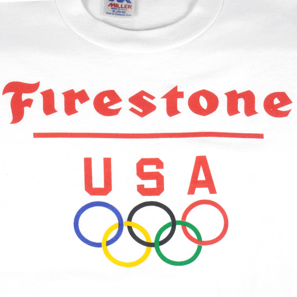 Vintage (Miller) - Firestone USA Olympics Single Stitch T-Shirt 1990s X-Large Vintage Retro