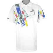 Reebok - White 1/4 Button T-Shirt 1990s Large Vintage Retro