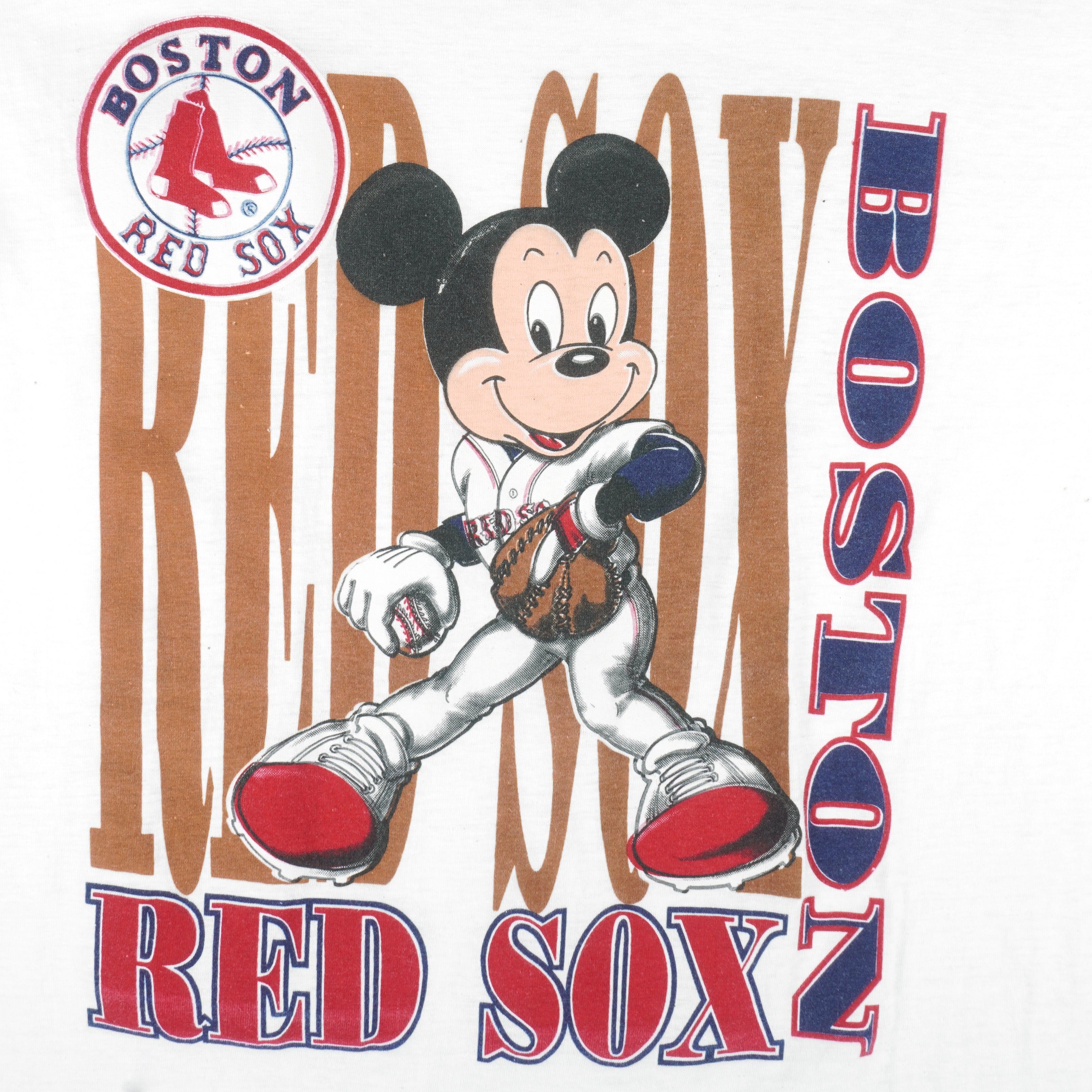 MLB (Belton) - Boston Red Sox X Mickey Mouse T-Shirt 1990s X-Large Vintage Retro Baseball