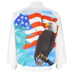 Vintage - White USA Eagle Button-Up Sweatshirt 1990s Large Vintage Retro