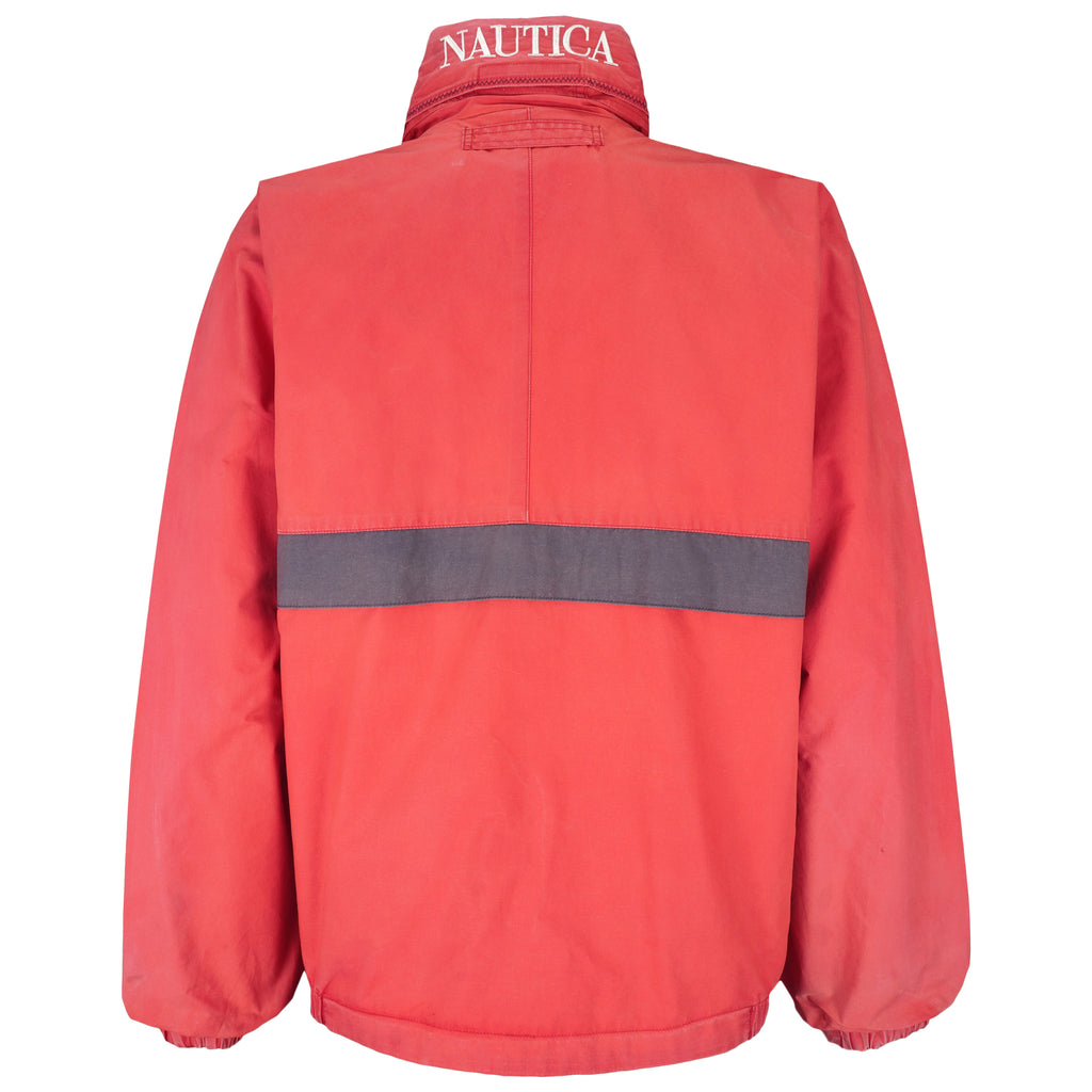 Nautica - Red Zip-Up Reversible Jacket 1990s Large Vintage Retro