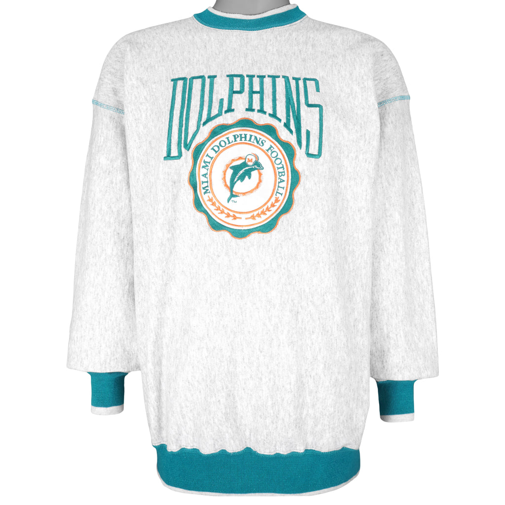 NFL (The Game) - Miami Dolphins Embroidered Crew Neck Sweatshirt 1990s X-Large Vintage Retro Football