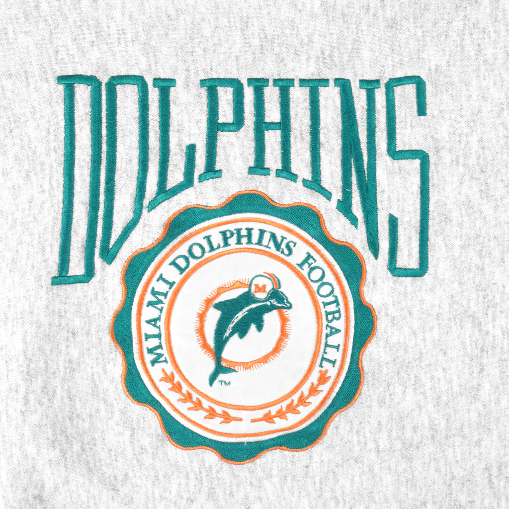 NFL (The Game) - Miami Dolphins Embroidered Crew Neck Sweatshirt 1990s X-Large Vintage Retro Football