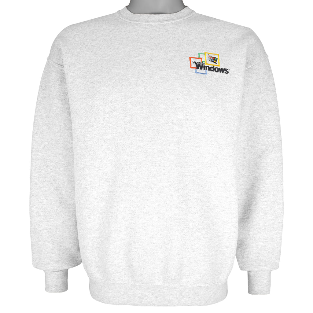 Vintage (Lee) - Microsoft Windows Embroidered Crew Neck Sweatshirt 1990s Medium Vintage Retro