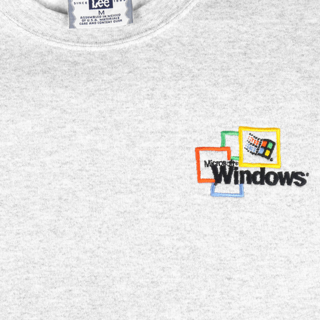 Vintage (Lee) - Microsoft Windows Embroidered Crew Neck Sweatshirt 1990s Medium Vintage Retro