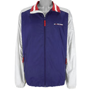 Tommy Hilfiger - Blue & White Embroidered Zip-Up Windbreaker 1990s X-Large Vintage Retro