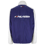 Tommy Hilfiger - Blue & White Embroidered Zip-Up Windbreaker 1990s X-Large Vintage Retro