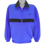 Nike - Blue with Black Zip-Up Reversible Windbreaker Large Vintage Retro