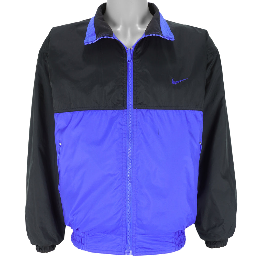 Nike - Blue with Black Zip-Up Reversible Windbreaker Large Vintage Retro