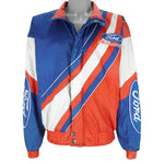 NASCAR - Red & Blue Ford Zip-Up Racing Jacket 1990s Large Vintage Retro