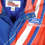 NASCAR - Red & Blue Ford Zip-Up Racing Jacket 1990s Large Vintage Retro