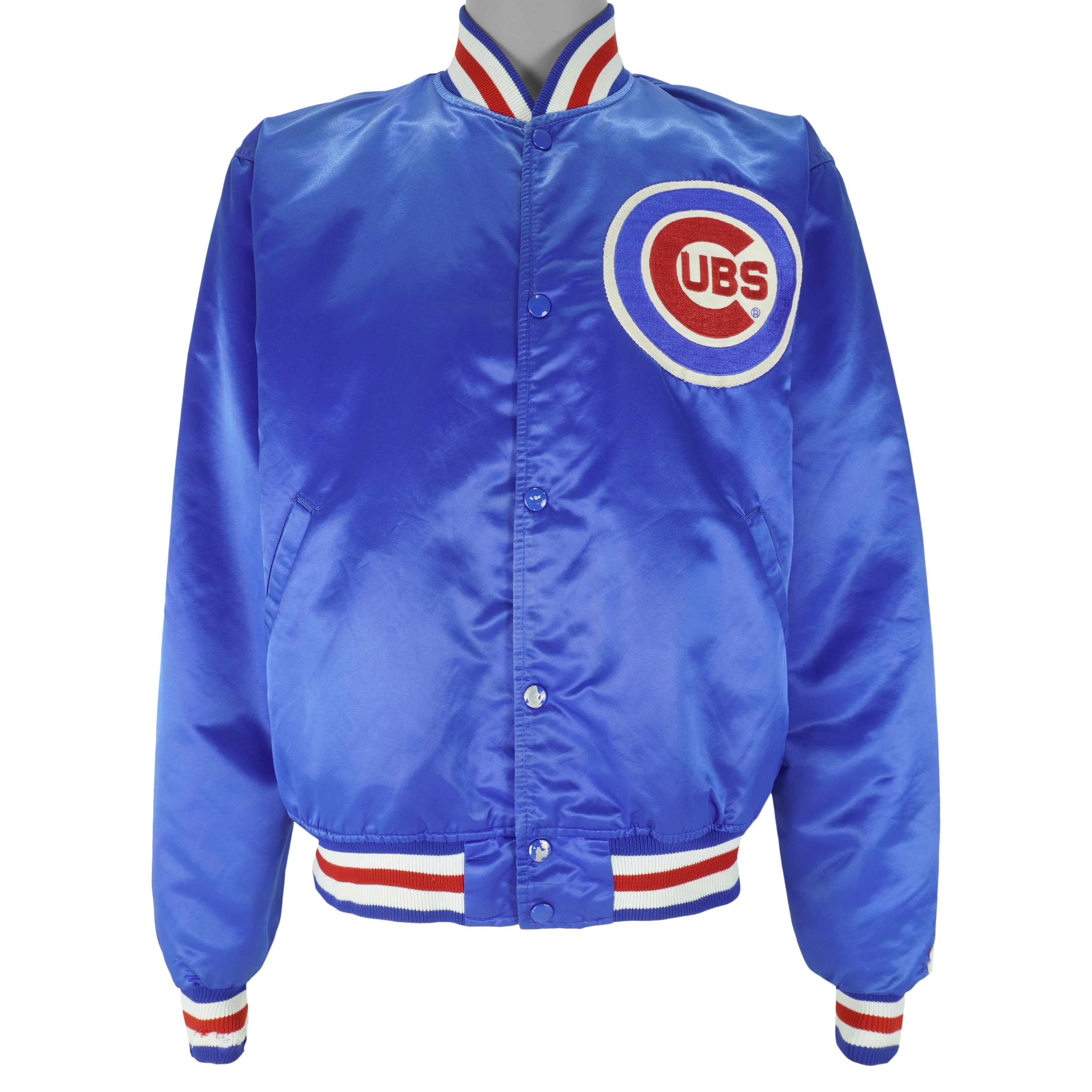 Starter - Chicago Cubs Button-Up Satin Jacket 1980s Large Vintage Retro Baseball