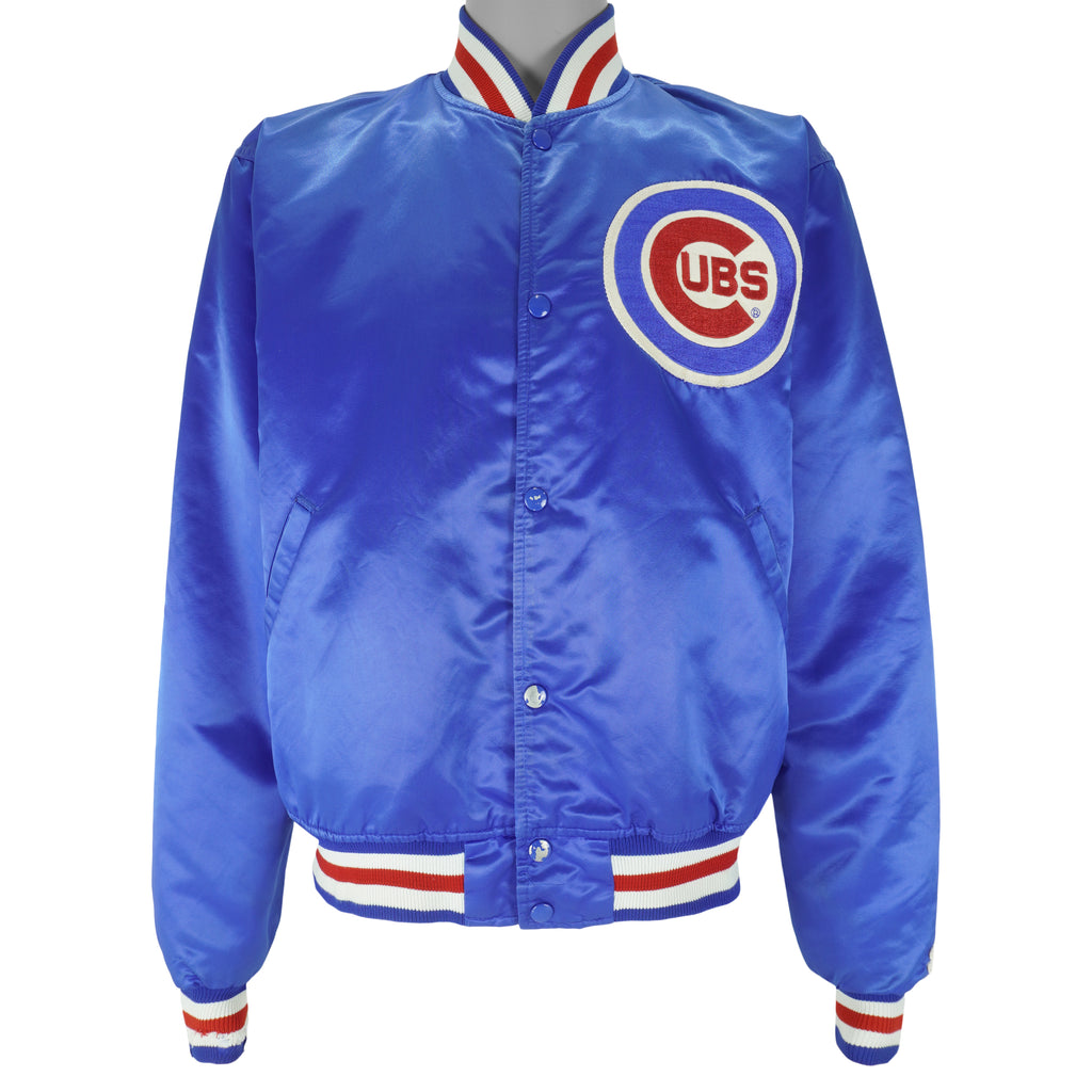 Starter - Chicago Cubs Button-Up Satin Jacket 1980s Large Vintage Retro Baseball