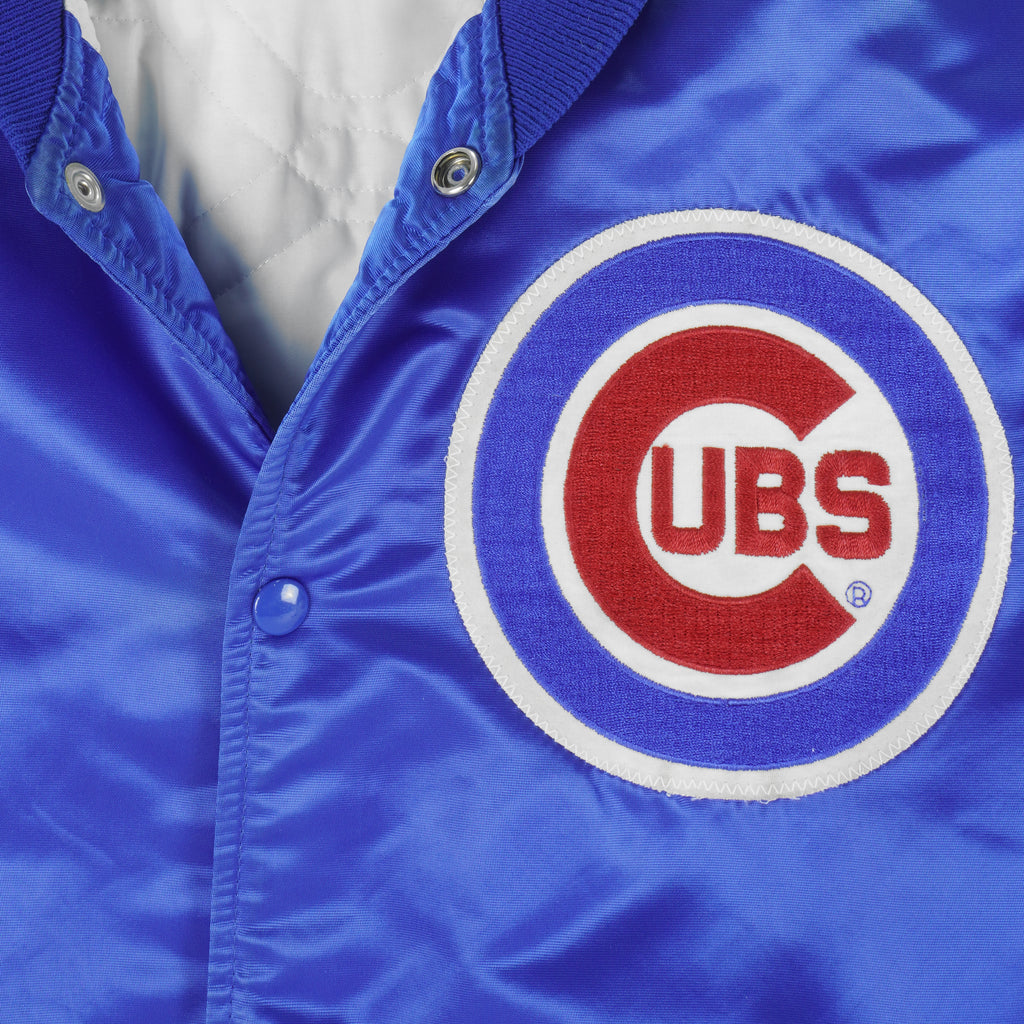 Starter - Chicago Cubs Button-Up Satin Jacket 1980s Large Vintage Retro Baseball