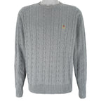 Tommy Hilfiger - Grey Embroidered Knit Sweater 1990s Medium Vintage Retro