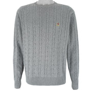 Tommy Hilfiger - Grey Embroidered Knit Sweater 1990s Medium Vintage Retro