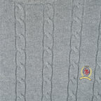 Tommy Hilfiger - Grey Embroidered Knit Sweater 1990s Medium Vintage Retro