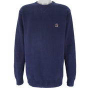 Tommy Hilfiger - Navy Blue Embroidered Knit Sweater 1990s X-Large Vintage Retro