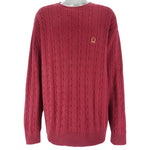 Tommy Hilfiger - Red Embroidered Knit Sweater 1990s X-Large