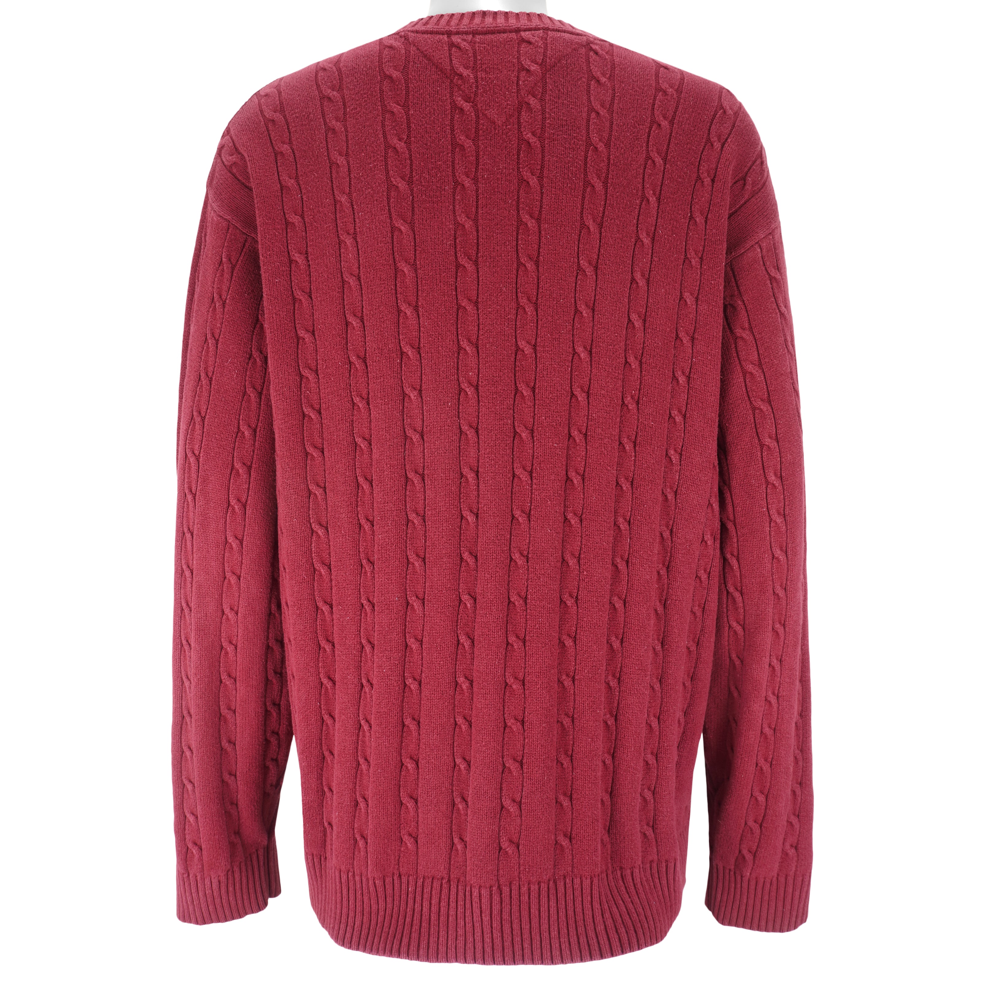 Tommy Hilfiger - Red Embroidered Knit Sweater 1990s X-Large Vintage Retro