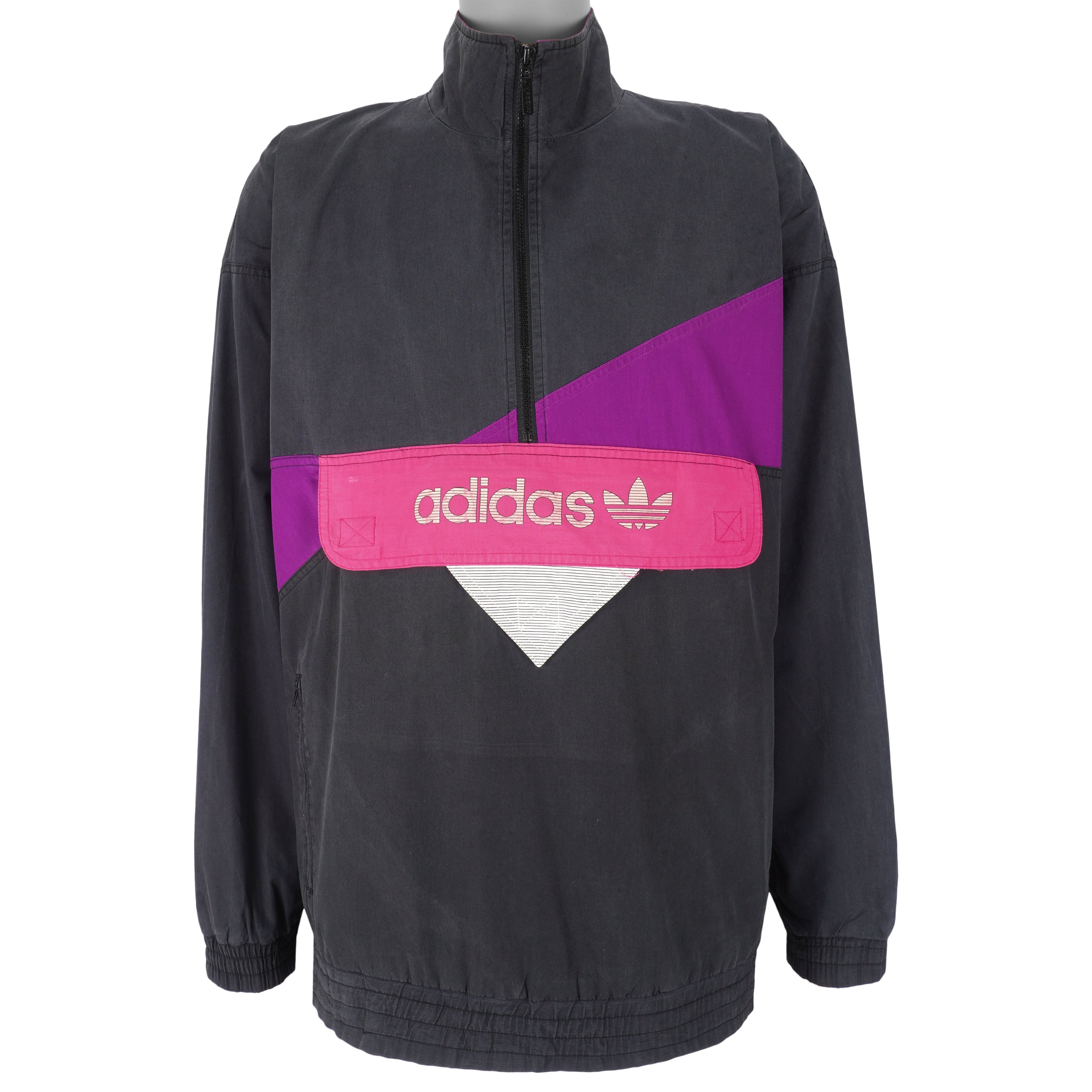 Adidas - Black Equipment 1/4 Zip Windbreaker 1990s X-Large Vintage Retro