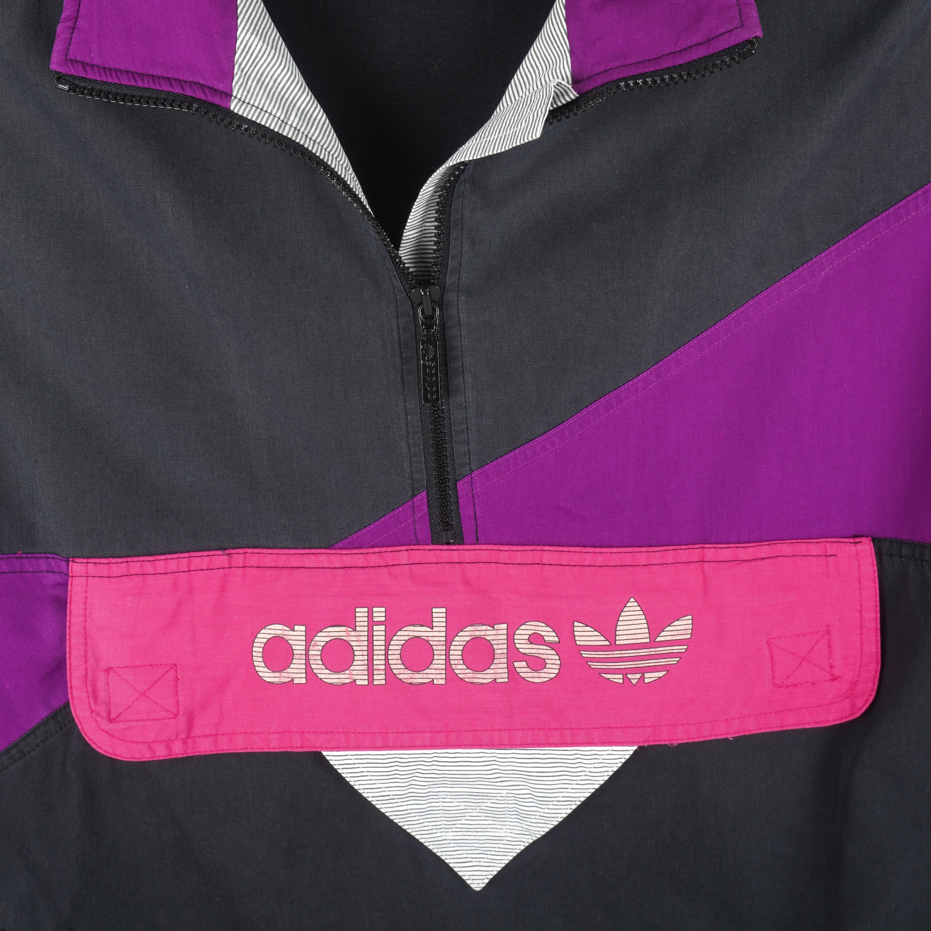 Adidas - Black Equipment 1/4 Zip Windbreaker 1990s X-Large Vintage Retro