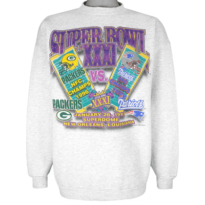 NFL (Logo 7) - Green Bay Packers VS Patriots Tickets Sweatshirt 1997 X-Large