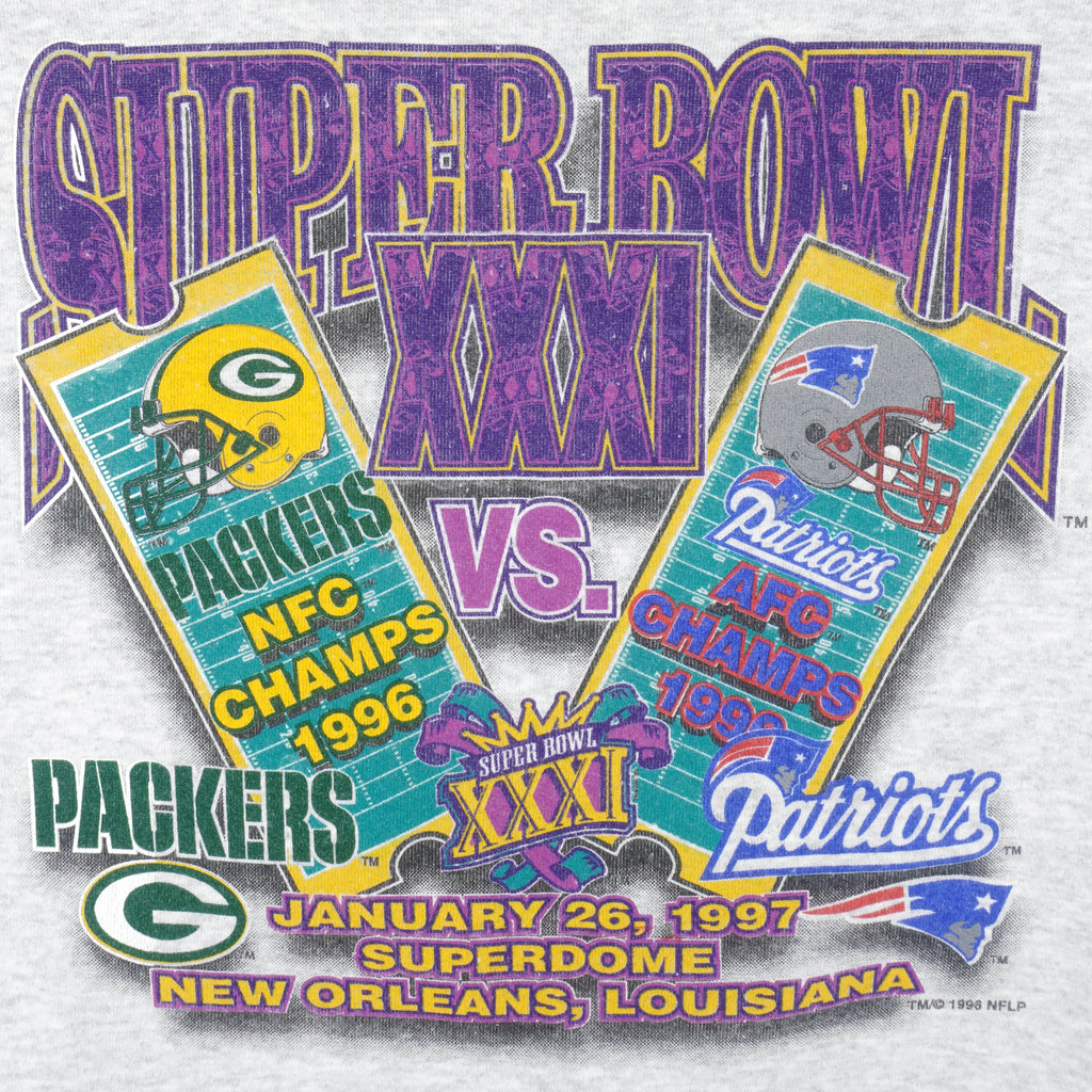 NFL (Logo 7) - Green Bay Packers VS Patriots Tickets Sweatshirt 1997 X-Large Vintage Retro Football