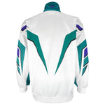 Adidas - White with Green Zip-Up Windbreaker 1990s Large Vintage Retro