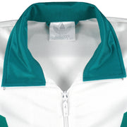 Adidas - White with Green Zip-Up Windbreaker 1990s Large Vintage Retro