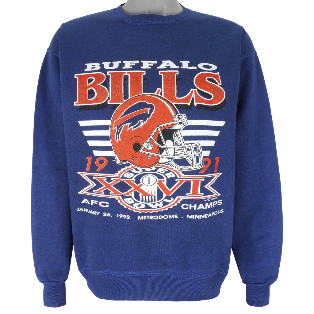 NFL (Trench) - Buffalo Bills AFC Champs Crew Neck Sweatshirt 1992 Large Vintage Retro Football