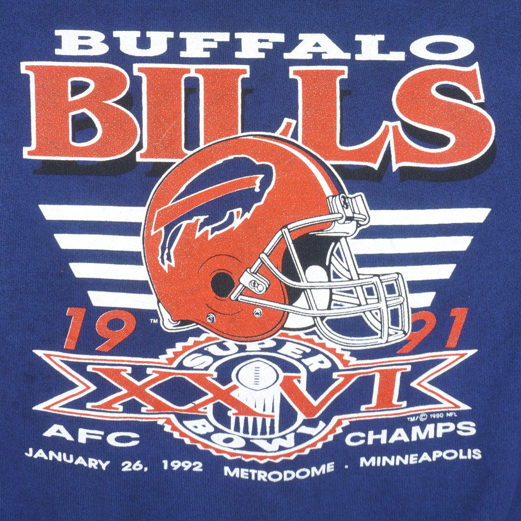 NFL (Trench) - Buffalo Bills AFC Champs Crew Neck Sweatshirt 1992 Large Vintage Retro Football