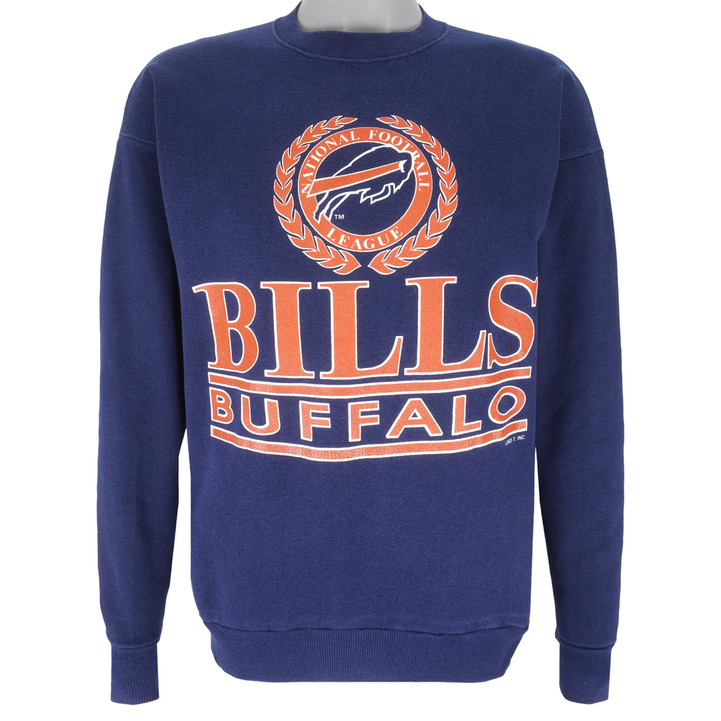 NFL (Logo 7) - Buffalo Bills AFC Champs Crew Neck Sweatshirt 1990s Medium Vintage Retro Football