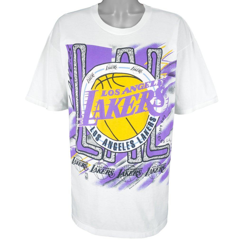 NBA (Magic Johnson Ts) - Los Angeles Lakers T-Shirt 1990s X-Large Vintage Retro Basketball