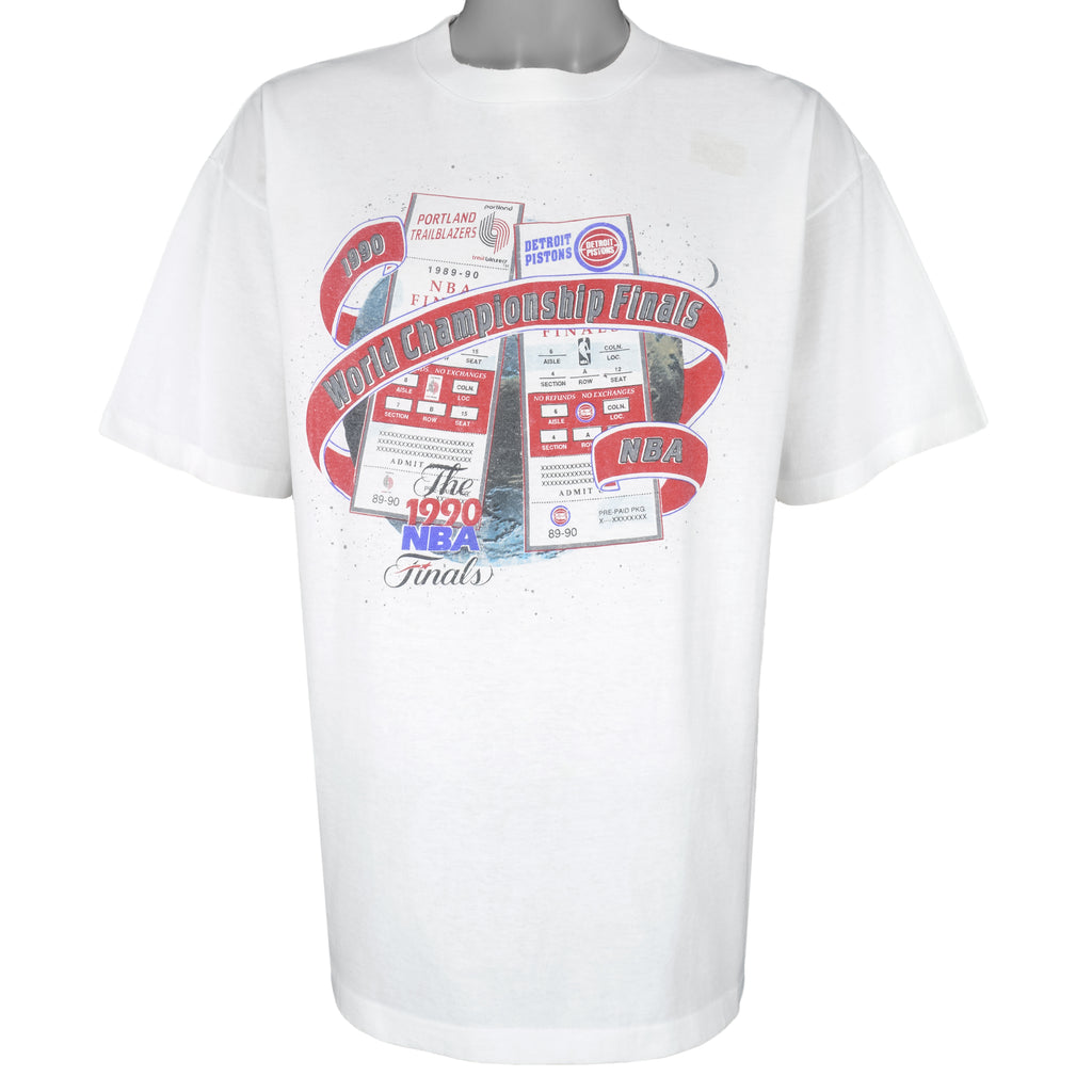 NBA (Salem) - World Championship Finals Blazers VS Pistons T-Shirt 1990 X-Large Vintage Retro Basketball